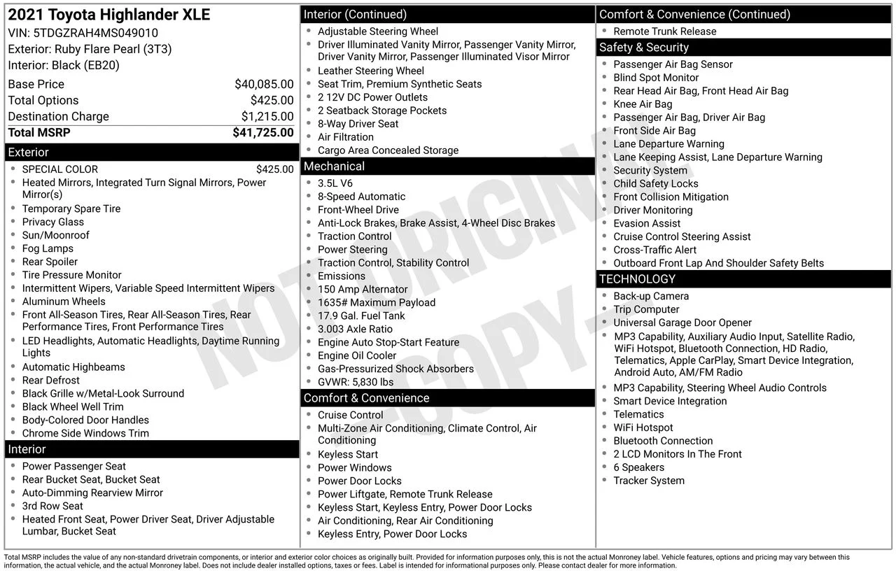 Certified Used 2021 Ruby Flare Pearl Toyota XLE image 54