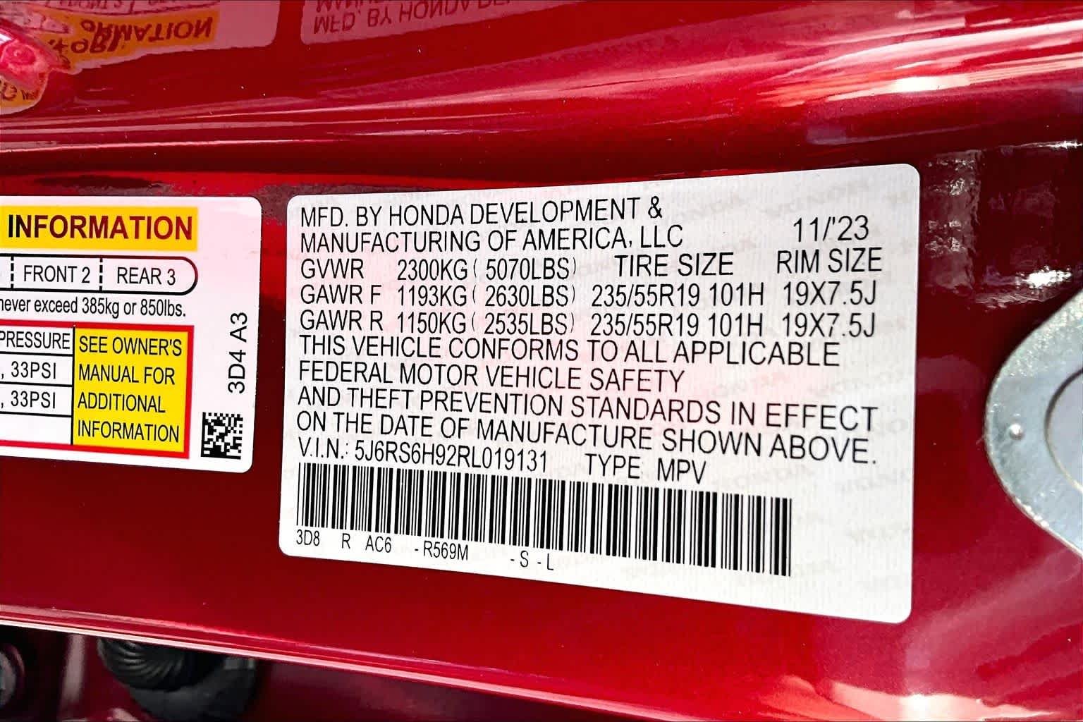 Used 2024 Radiant Red Metallic Honda Sport Touring image 33