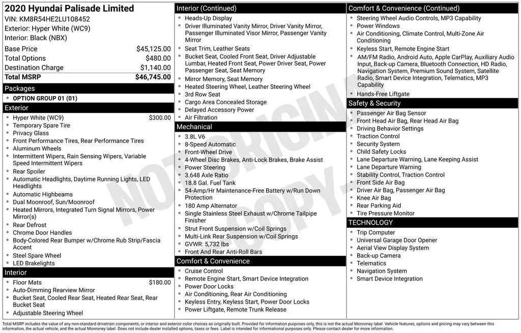 Used 2020 White Hyundai Limited image 17
