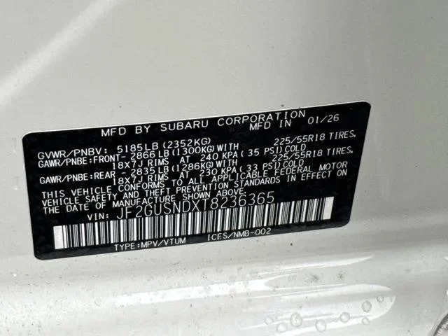 New 2026 CRYSTAL WHITE PEARL Subaru Limited Hybrid image 30