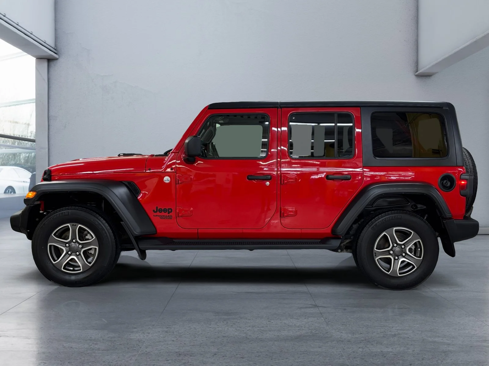 Used 2021 Firecracker Red C/C Jeep Unlimited Sport image 2