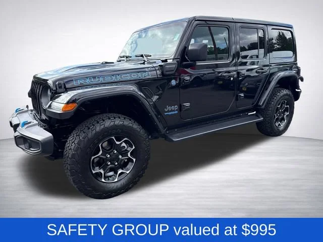Used 2021 Black Clearcoat Jeep Unlimited Rubicon 4xe image 3