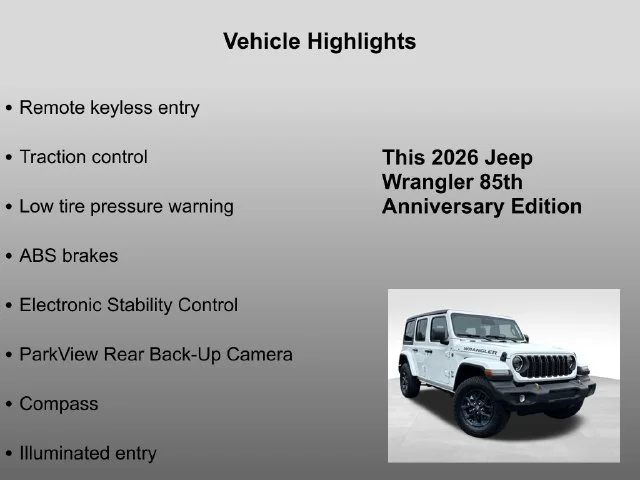 New 2026 Bright White Clear-Coat Exterior Paint Jeep 85th Anniversary Edition image 5