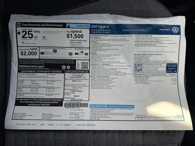 New 2026 Pyrite Silver Metallic Volkswagen S image 25