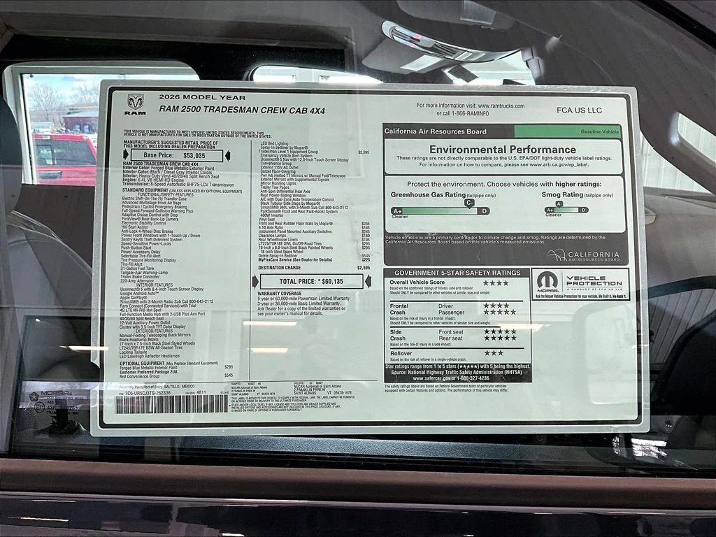 New 2026 Diamond Black Crystal Pearlcoat Ram Tradesman image 16