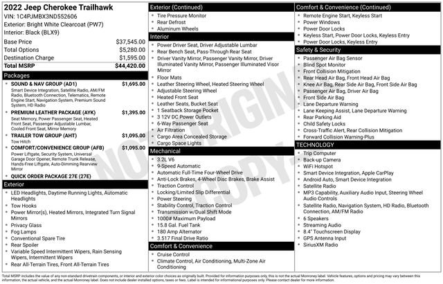 Certified Used 2022 Bright White Clearcoat Jeep Trailhawk image 10