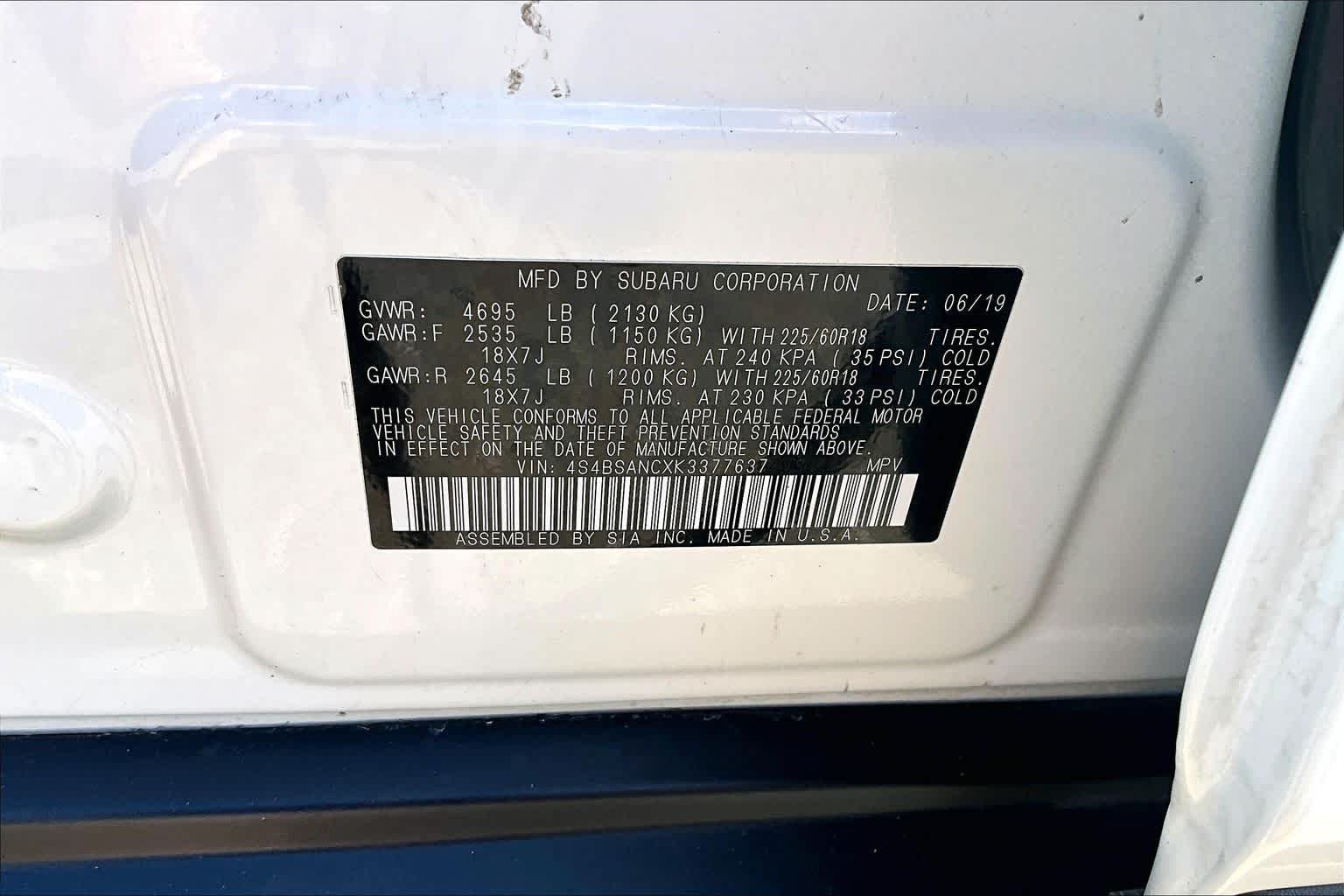Used 2019 Crystal White Pearl Subaru Limited image 36