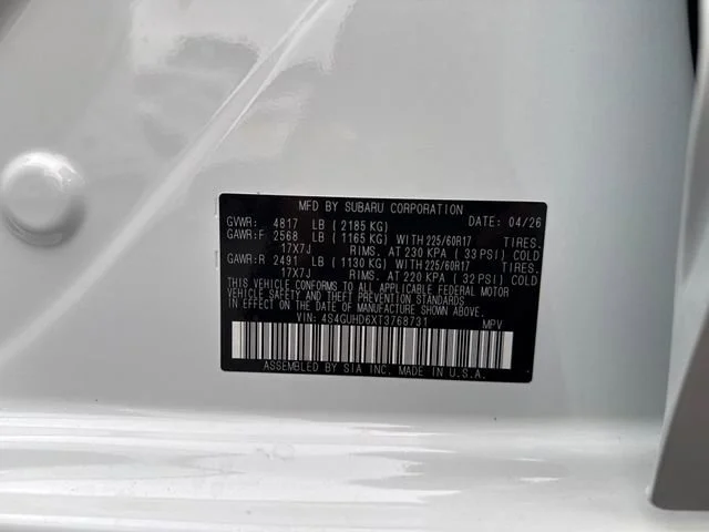 New 2026 CRYSTAL WHITE PEARL Subaru Premium image 19