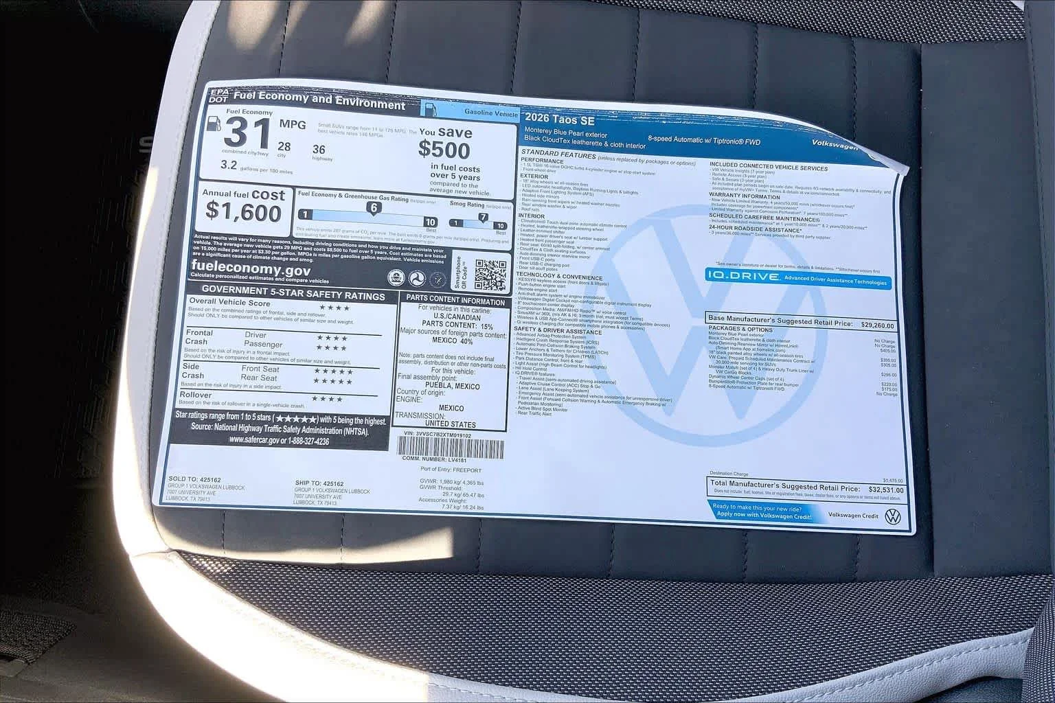 New 2026 Monterey Blue Pearl Volkswagen SE image 22