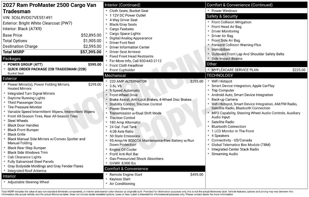 New 2027 Bright White Clearcoat RAM High Roof image 6