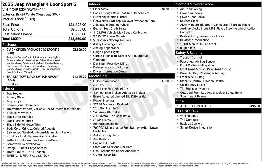 New 2025 Bright White Clear-Coat Exterior Paint Jeep Sport S image 6
