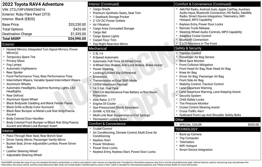 Certified Used 2022 Red Toyota Adventure image 6