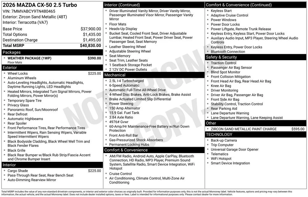 New 2026 Zircon Sand Metallic Mazda 2.5 Turbo image 6