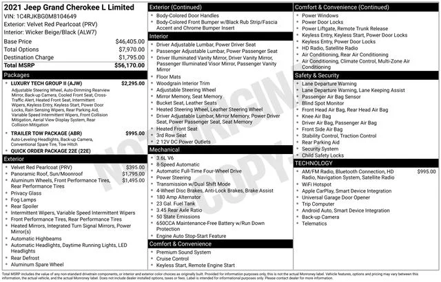 Used 2021 Velvet Red Pearlcoat Jeep Limited image 23