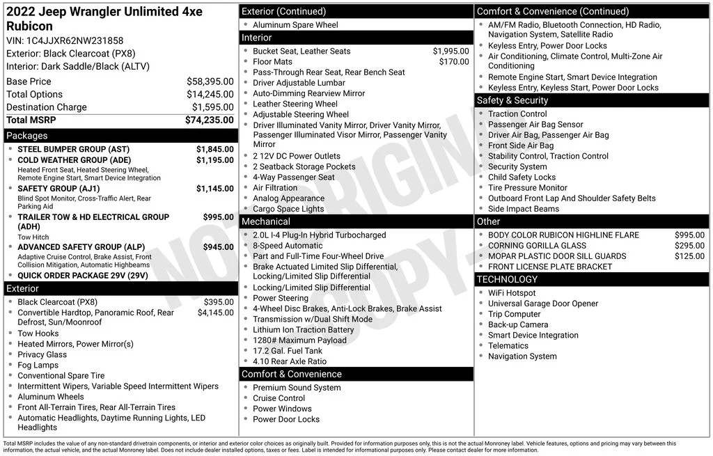 Used 2022 Black Jeep Unlimited Rubicon 4xe image 2