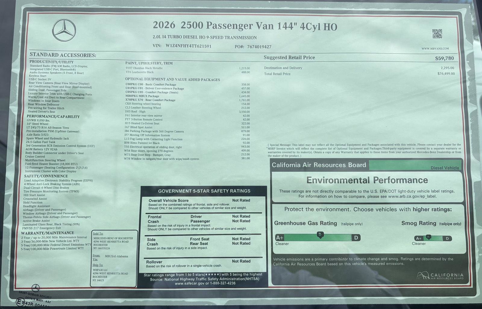 New 2026 Obsidian Black Metallic Mercedes-Benz HIGH ROOF image 20