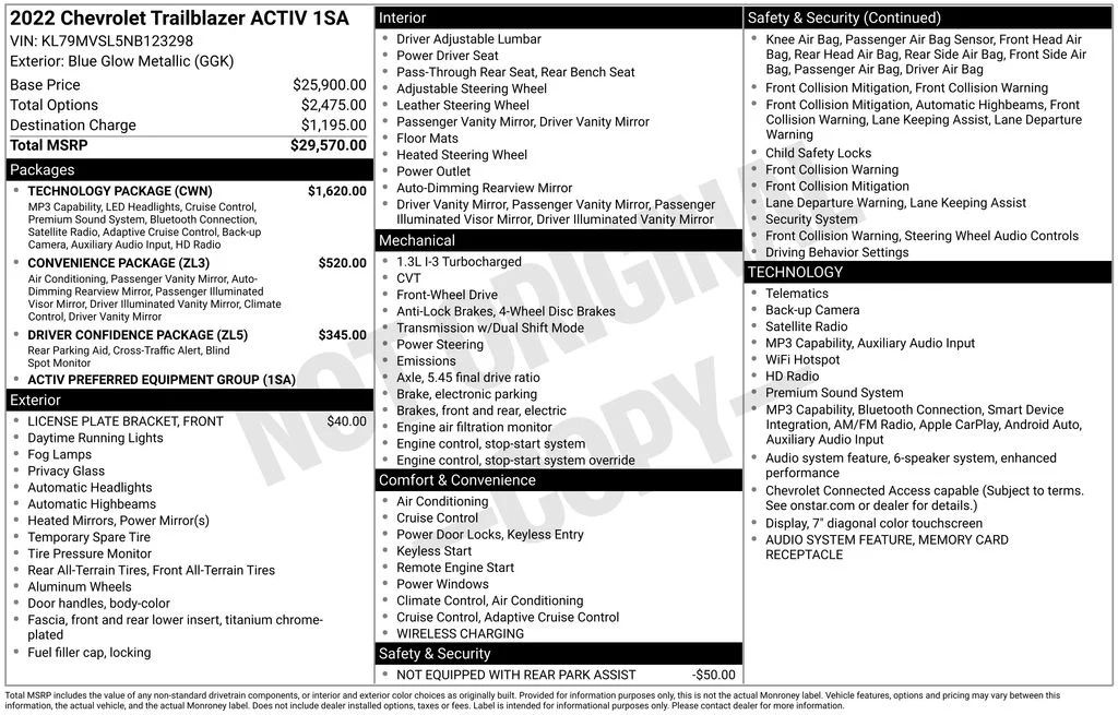 Used 2022 Blue Chevrolet ACTIV image 44