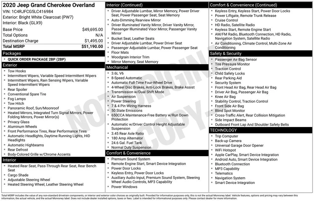 Certified Used 2020 White Jeep Overland image 7