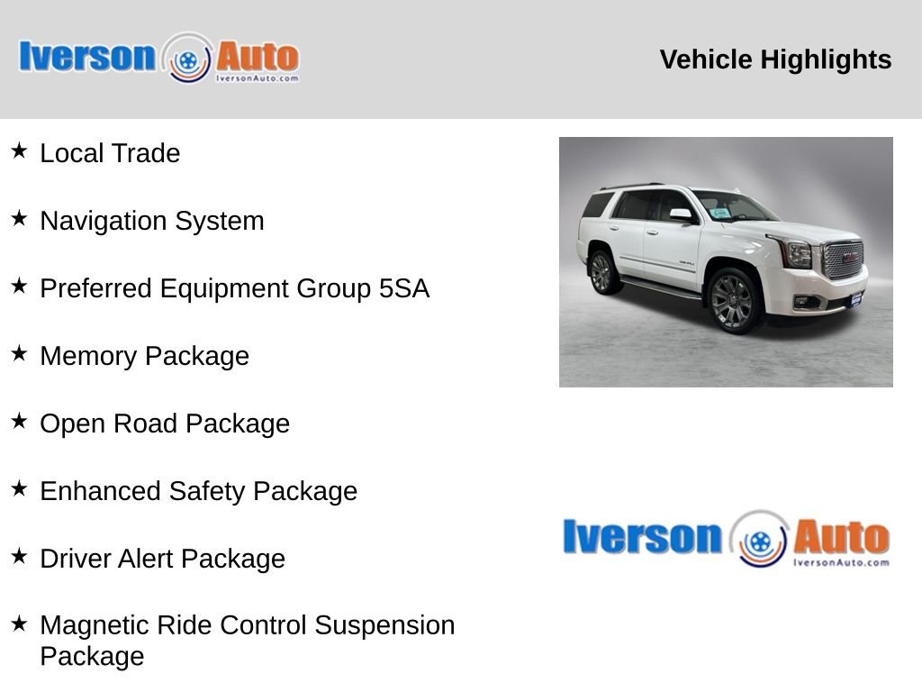 Used 2015 GMC Yukon Denali with VIN 1GKS2CKJ9FR501083 for sale in Huron, SD