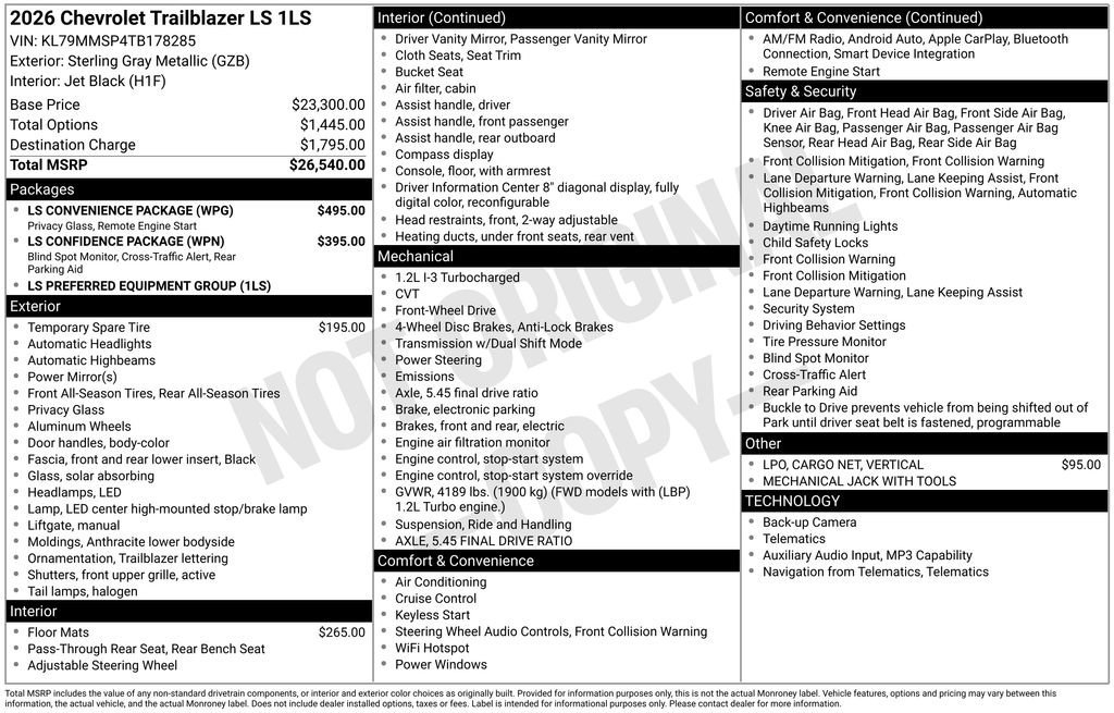 New 2026 Sterling Gray Metallic Chevrolet LS image 5