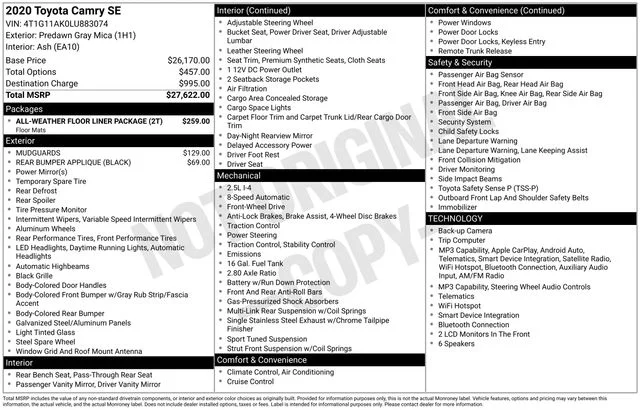 Used 2020 Predawn Gray Mica Toyota SE image 19