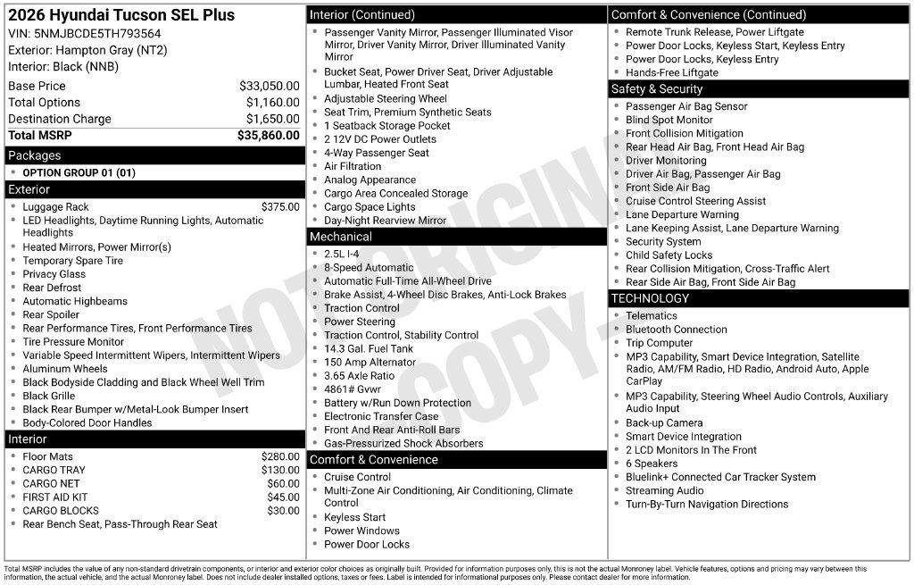 New 2026 Gray Hyundai SEL Plus AWD image 33