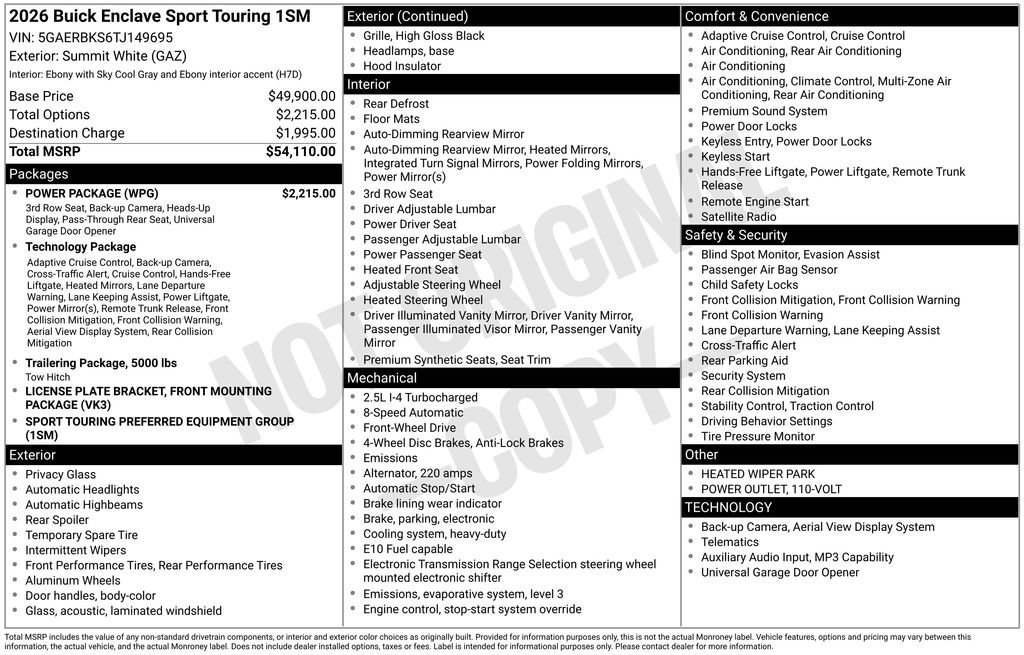 New 2026 Summit White Buick Sport Touring image 6