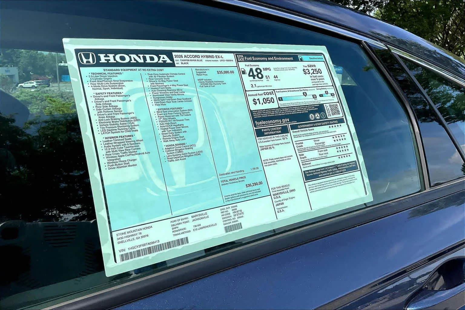 New 2026 Canyon River Blue Metallic Honda EX-L image 20