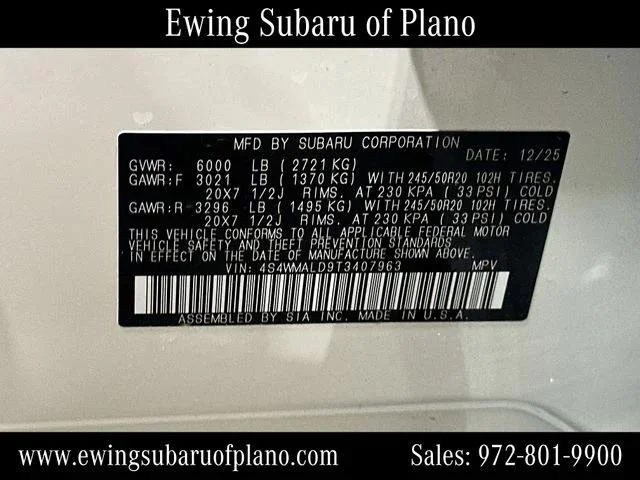 New 2026 CRYSTAL WHITE PEARL Subaru Onyx Edition Touring 7-Passenger image 35