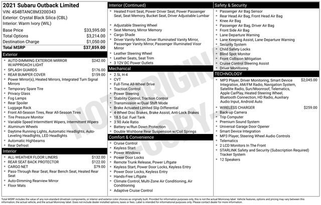 Used 2021 Black Subaru Limited image 23
