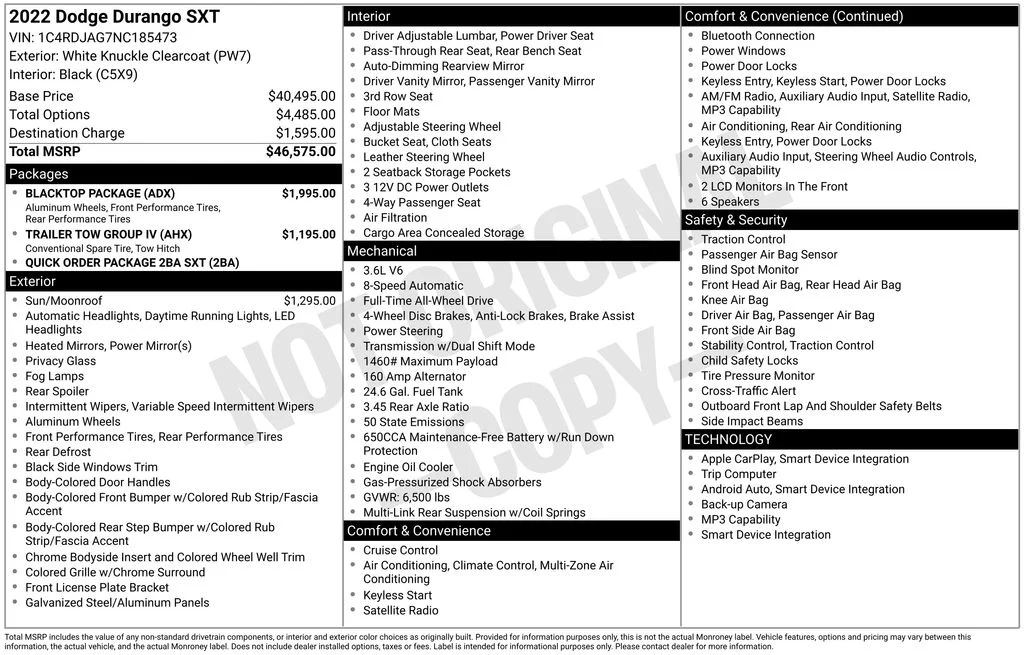 Used 2022 White Dodge SXT image 5