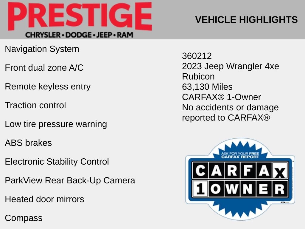 Used 2023 Jeep Wrangler 4xe Rubicon 4XE with VIN 1C4JJXR65PW651052 for sale in Las Vegas, NV