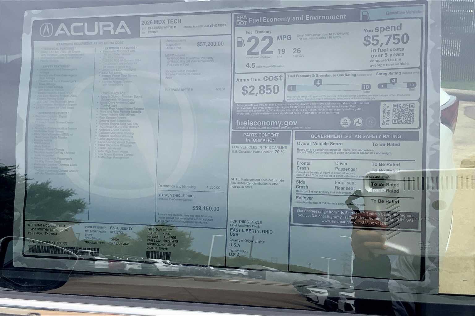 Used 2026 Platinum White Pearl Acura w/Technology Package image 22