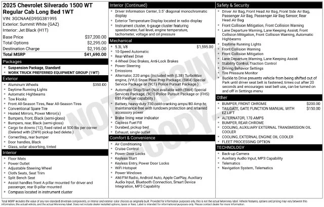 Used 2025 White Chevrolet WT image 4