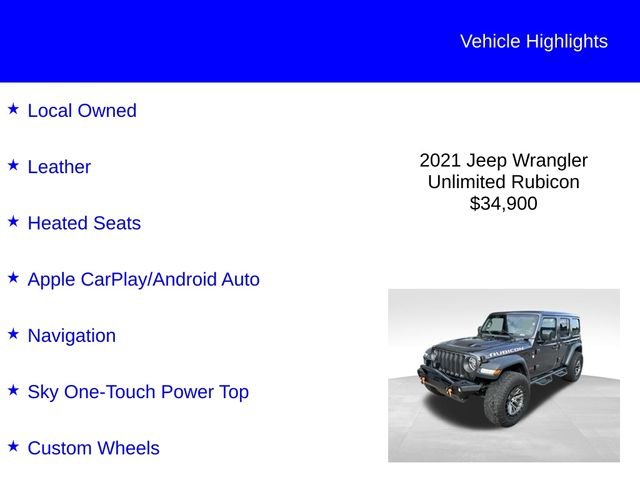 Used 2021 Granite Crystal Clearcoat Metallic Jeep Unlimited Rubicon image 2