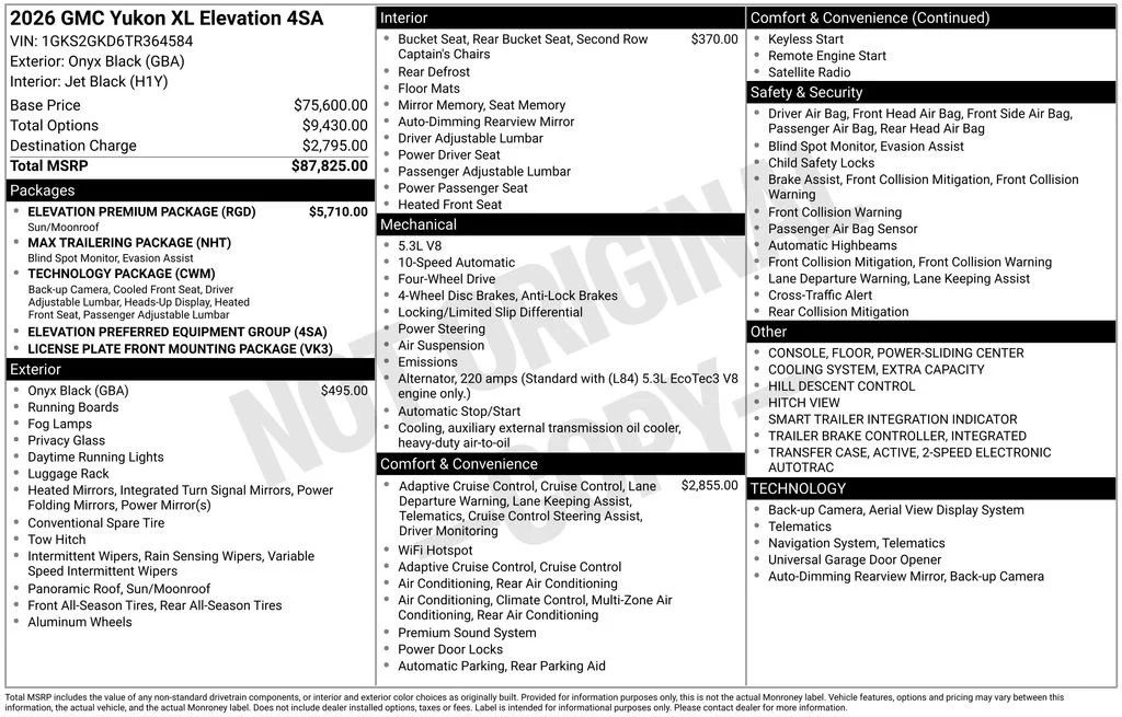 New 2026 Onyx Black GMC Elevation image 5