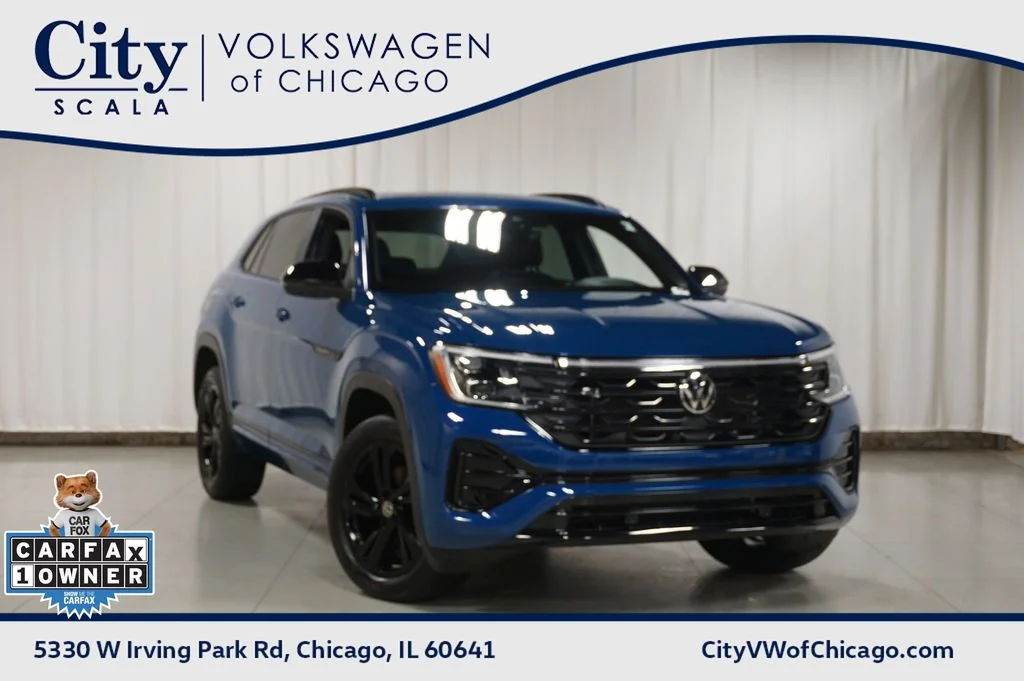Certified Used 2025 Mountain Lake Blue Metallic Volkswagen 2.0T SEL R-Line Black image 1