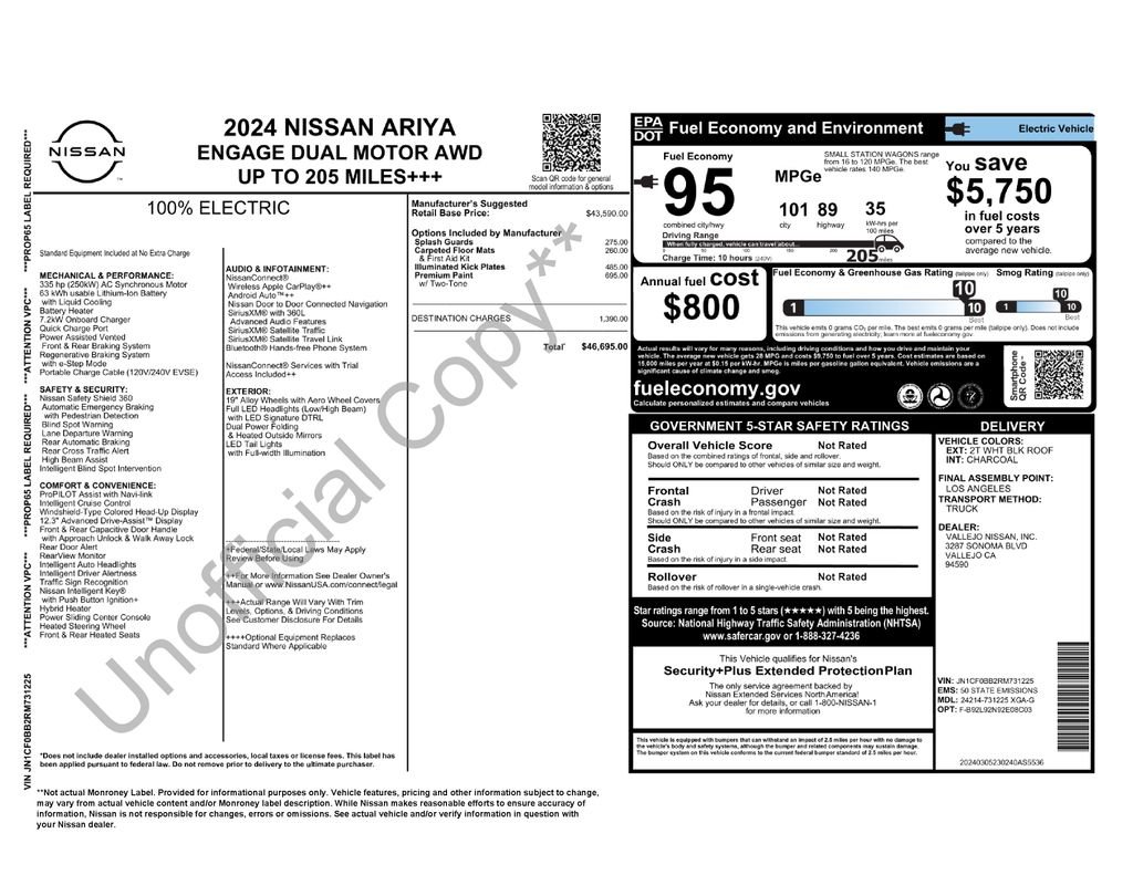 Used 2024 Nissan ARIYA Engage with VIN JN1CF0BB2RM731225 for sale in Olympia, WA