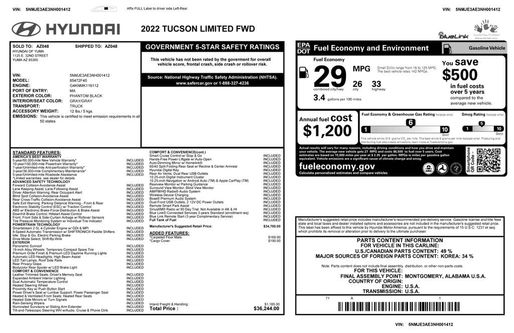 Certified Used 2022 Black Hyundai Limited image 4