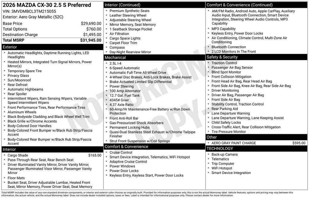 New 2026 Gray Metallic Mazda 2.5 S Preferred image 3