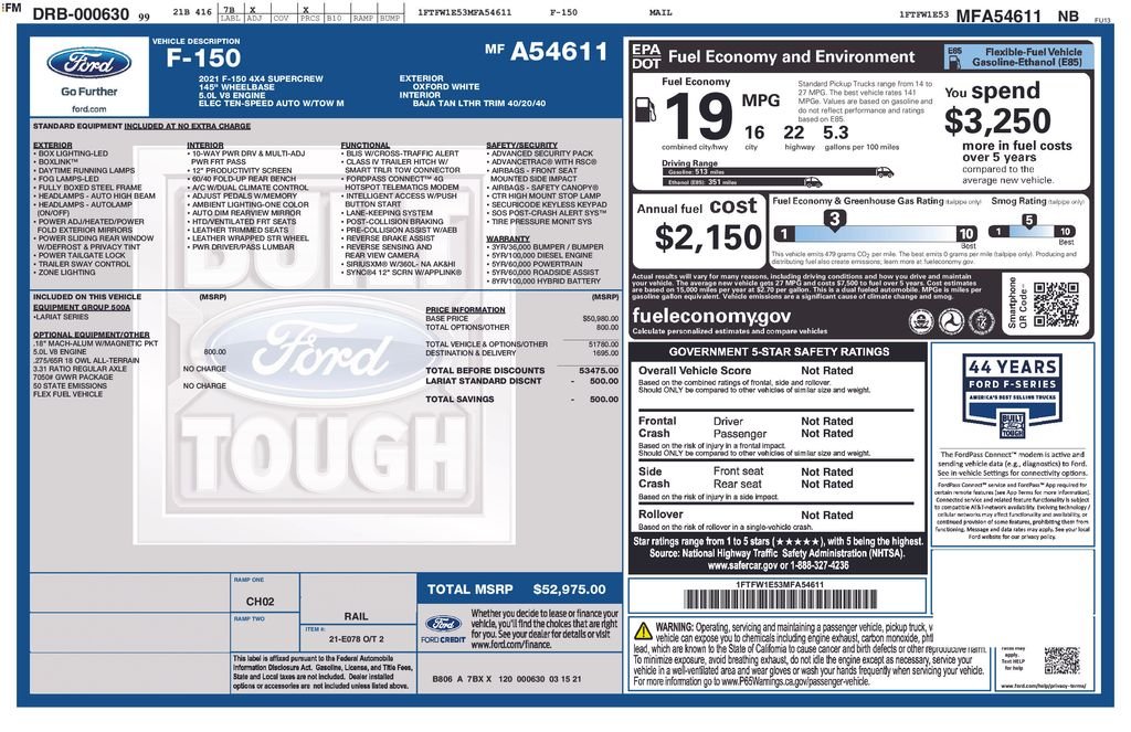 Used 2021 Oxford White Ford Lariat image 4