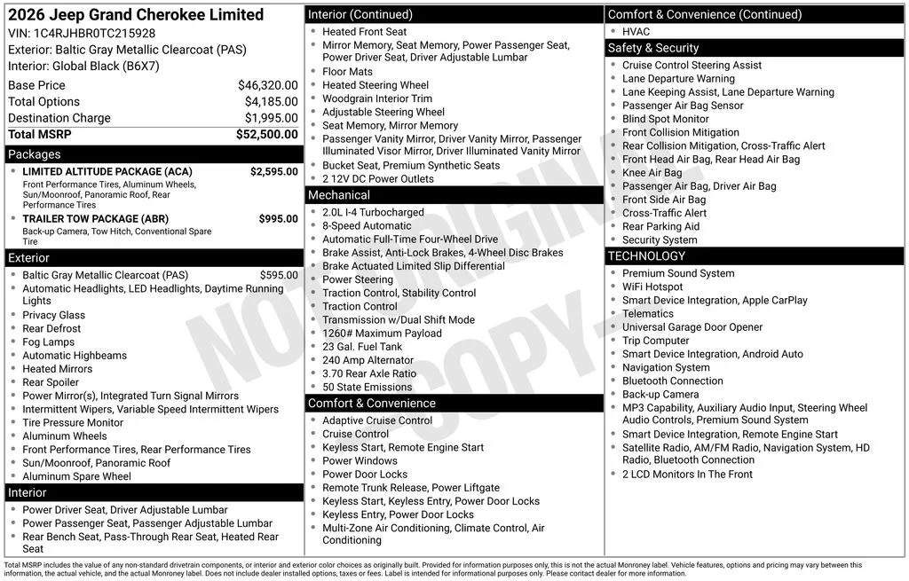 New 2026 Baltic Gray Metallic Clearcoat Jeep Limited image 7