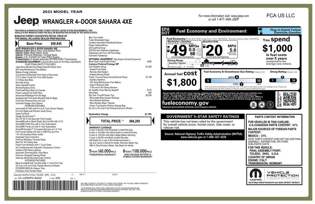 Used 2023 Black Jeep Sahara 4xe image 2