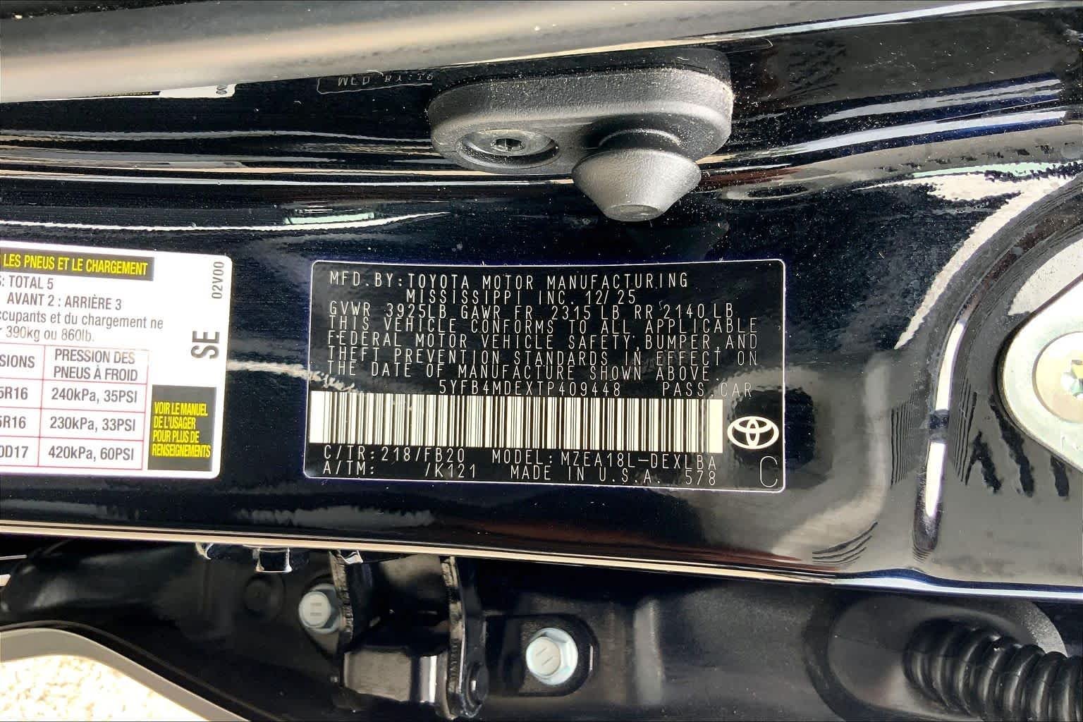 Used 2026 Midnight Black Metallic Toyota LE image 36