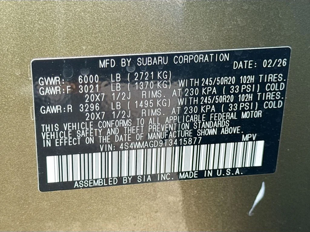 New 2026 AUTUMN GREEN METALLIC Subaru Limited 7-Passenger image 43