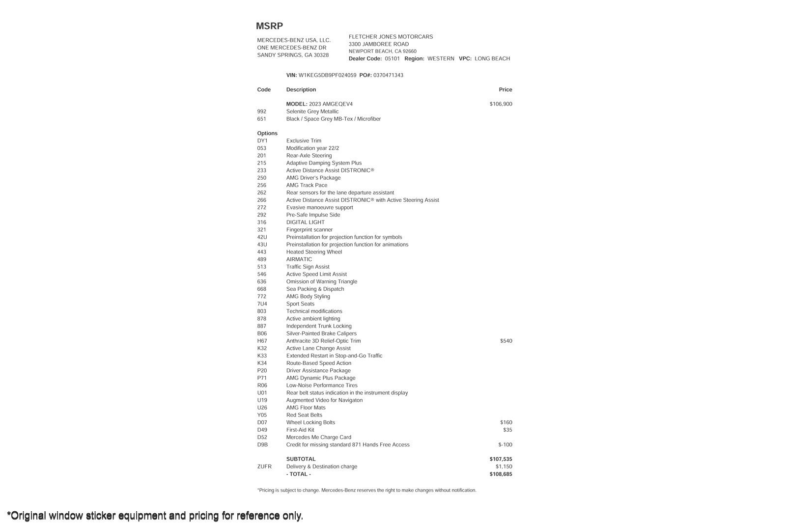 Used 2023 Mercedes-Benz EQE AMG EQE 53 with VIN W1KEG5DB9PF024059 for sale in Newport Beach, CA