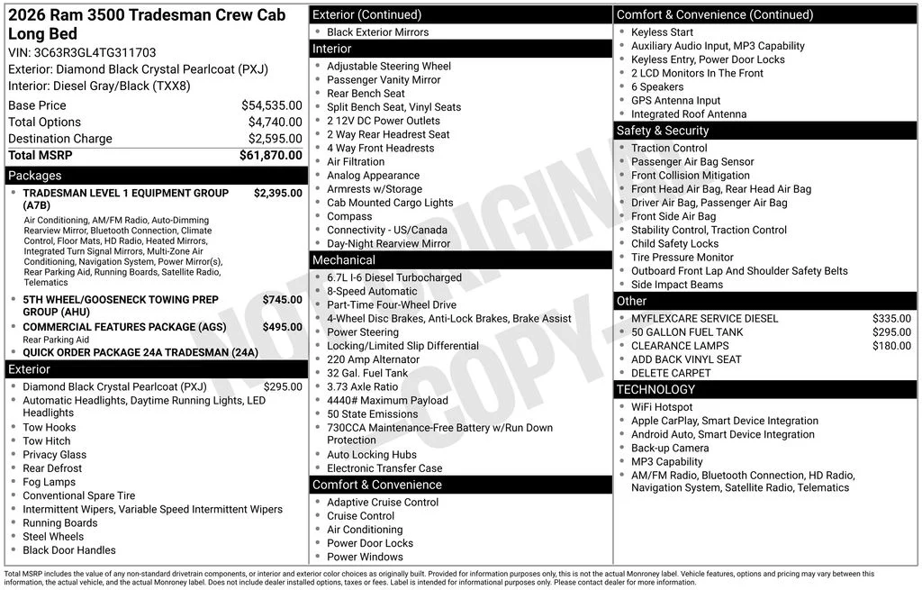 New 2026 Diamond Black Crystal Pearl-Coat Exterior Paint RAM Tradesman image 5