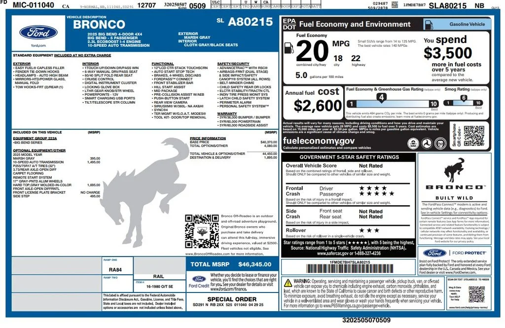 Certified Used 2025 Gray Ford Big Bend image 2