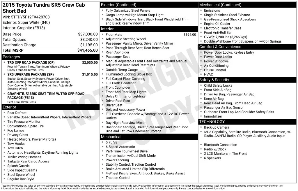 Used 2015 White Toyota  image 2