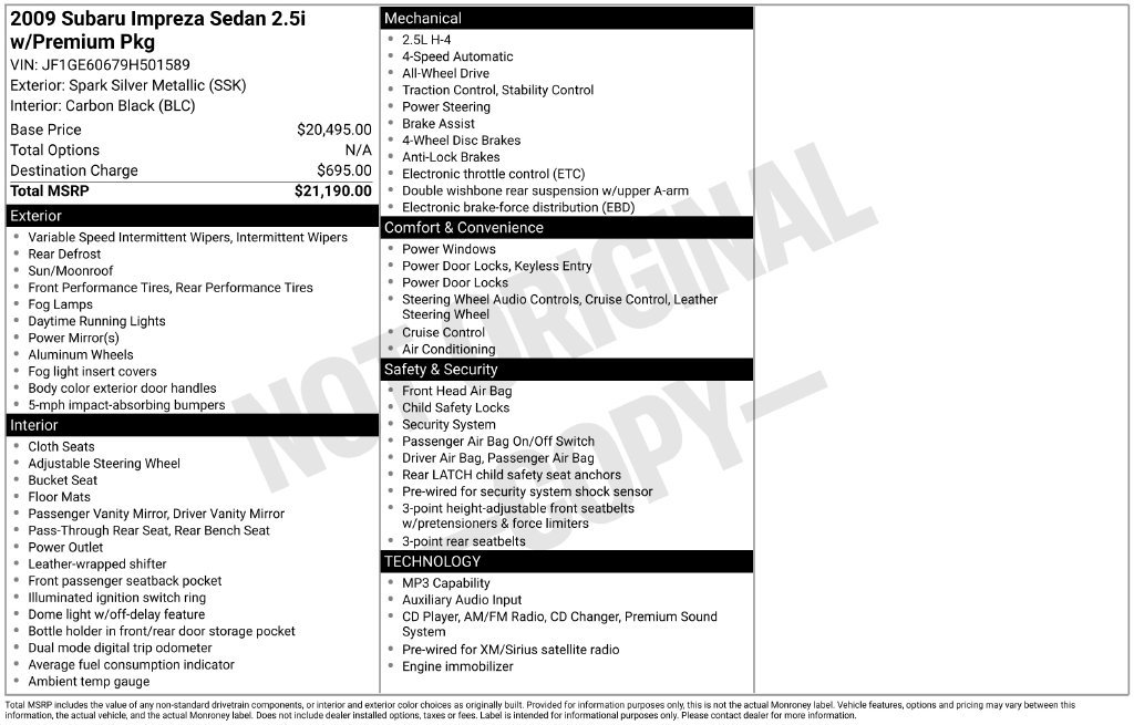 Used 2009 Silver Subaru 2.5i image 1